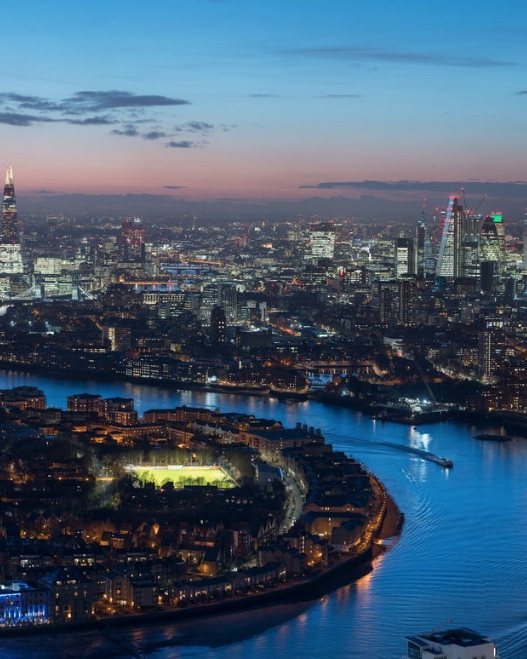 The London skyline at dusk